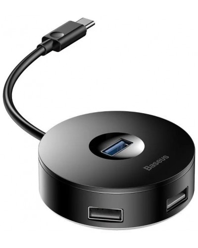 HUB USB-C Baseus Airjoy Round Box 4 Porturi | USB3.0 + 3x USB2.0 Negru
